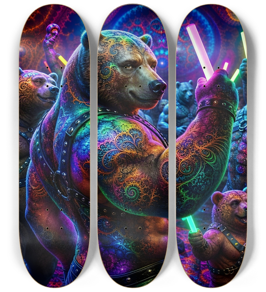 Psychedelic Fractal Brown Leather Bears #23