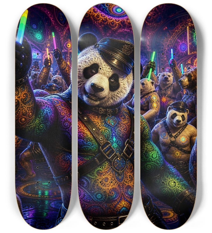 Psychedelic Fractal Leather Bears #3 3 Deck Wall Series