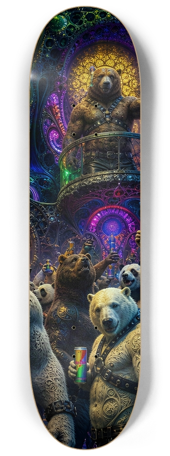 Psychedelic Fractal Leather Bears #26 #3 8-1/4 Skateboard Deck