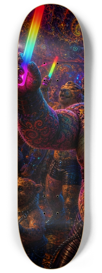 Psychedelic Fractal Brown Leather Bears #24 #1 8-1/4 Skateboard Deck