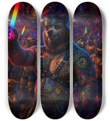 Psychedelic Fractal Brown Leather Bears #24