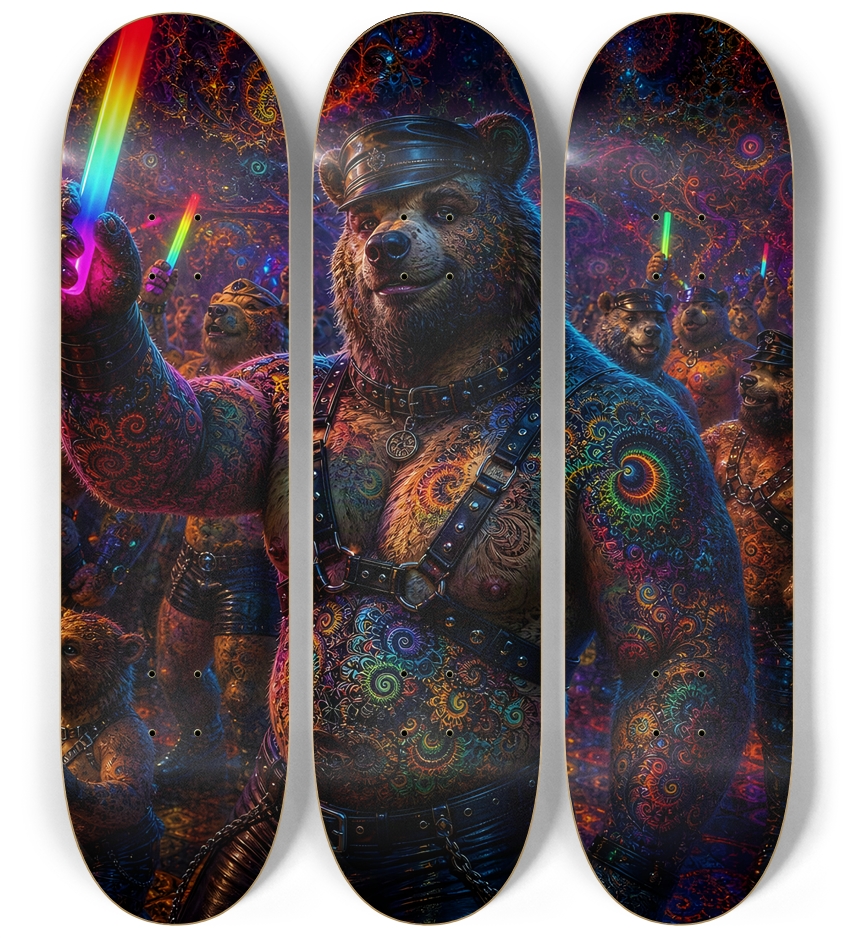 Psychedelic Fractal Brown Leather Bears #24