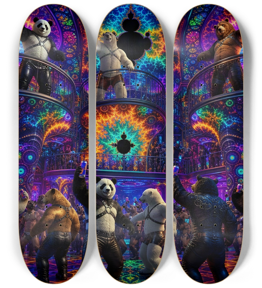 Psychedelic Fractal Leather Bears #4 3 Deck Wall Series