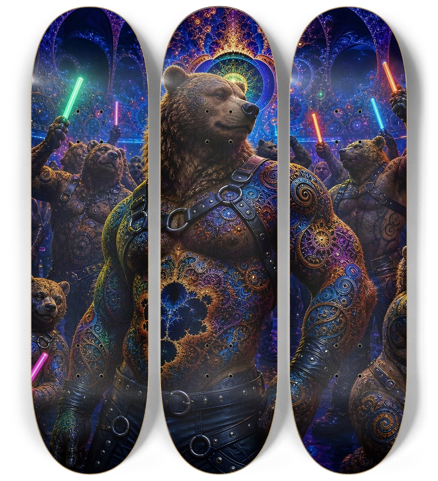 Psychedelic Fractal  Brown Leather Bears #1