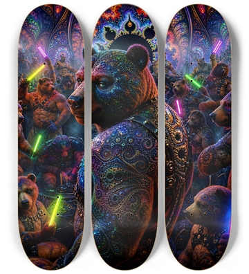 Psychedelic Fractal Brown Leather Bears #31