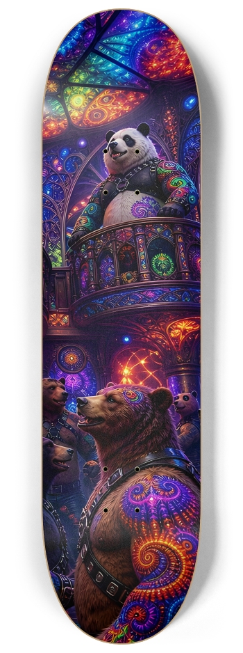 Psychedelic Fractal Leather Bears #28 #3 8-1/4 Skateboard Deck