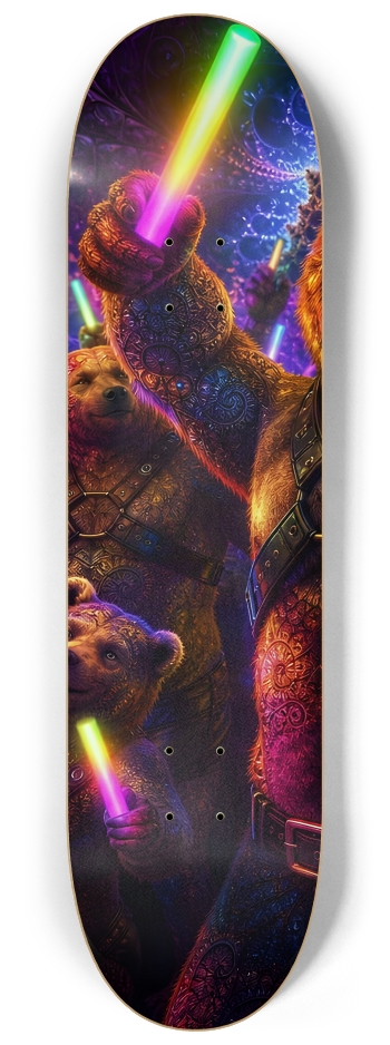 Psychedelic Fractal Brown Leather Bears #21 #1 8-1/4 Skateboard Deck