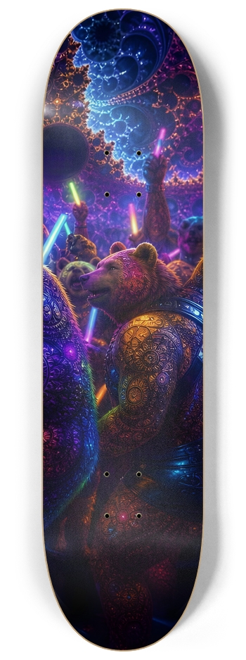 Psychedelic Fractal Brown Leather Bears #21 #3 8-1/4 Skateboard Deck