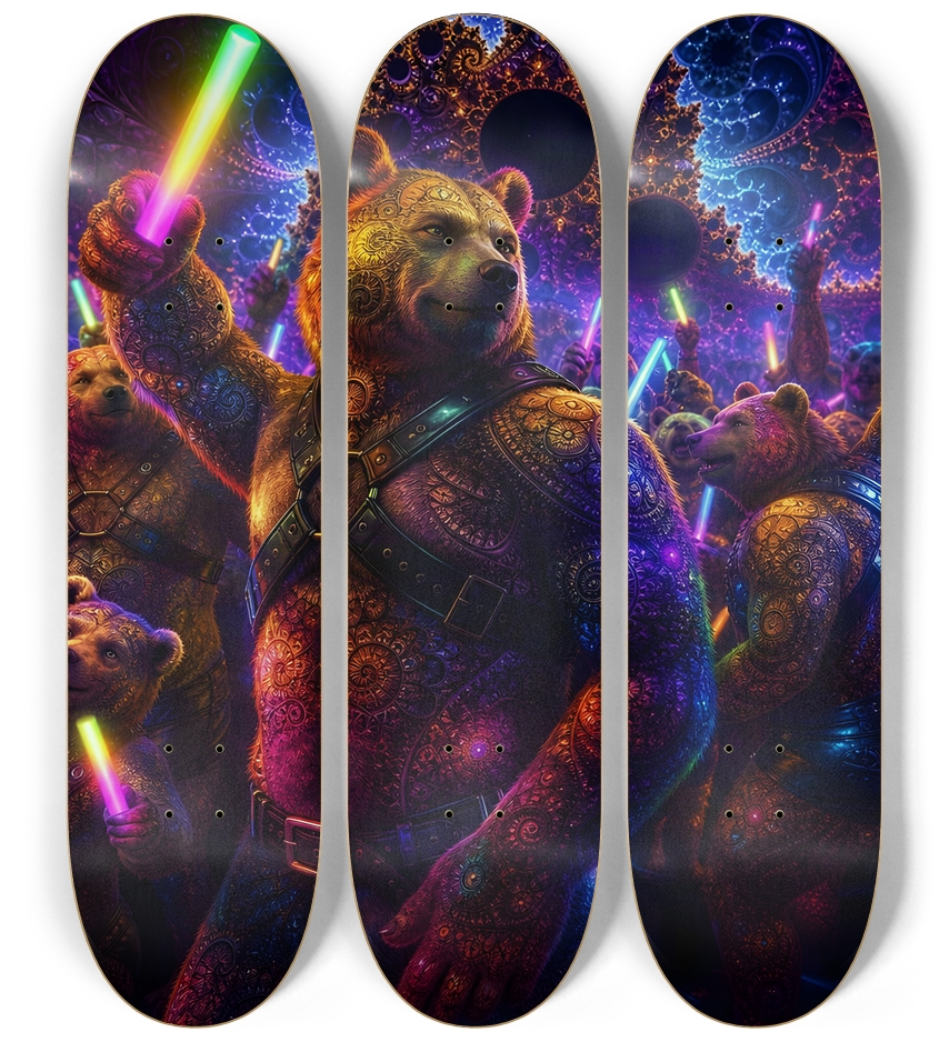 Psychedelic Fractal Brown Leather Bears #21