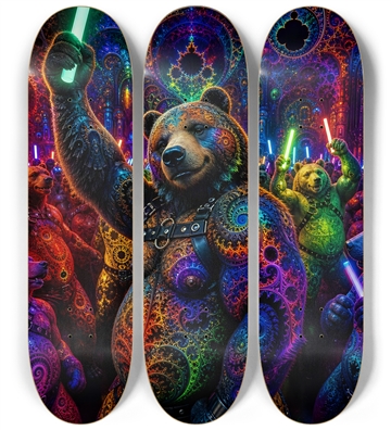 Psychedelic Fractal Brown Leather Bears #10