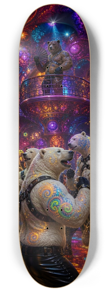 Psychedelic Fractal Leather Bears #1 #3 8-1/4 Skateboard Deck