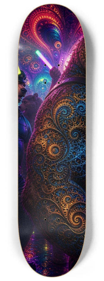 Psychedelic Fractal Brown Leather Bears #12 #1 8-1/4 Skateboard Deck