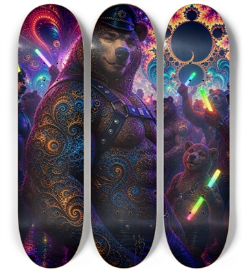 Psychedelic Fractal Brown Leather Bears #12