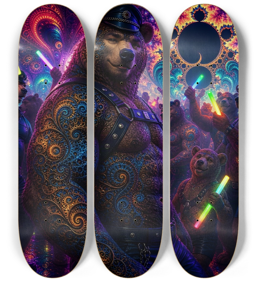Psychedelic Fractal Brown Leather Bears #12