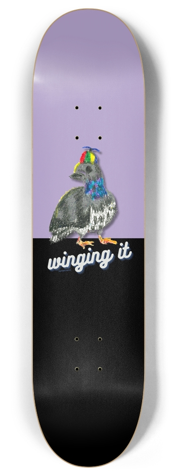 Pigeon with Colorful Pinwheel Hat Cute Skateboard