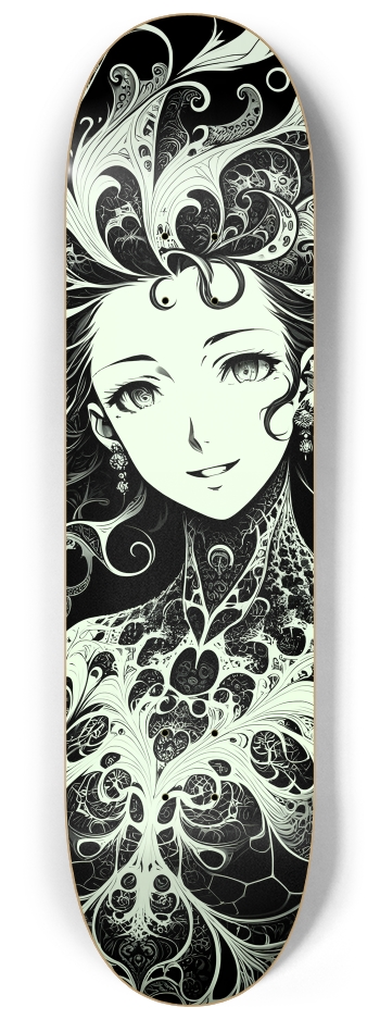 B&W Fractal Woman #4 #2 8-1/4 Skateboard Deck