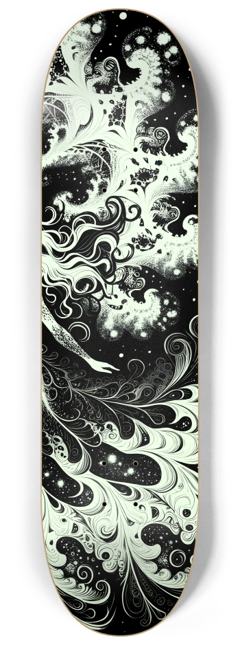 B&W Fractal Woman #29 #2 8-1/4 Skateboard Deck
