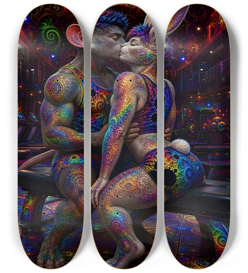 Psychedelic Fractal Gym Rat and Gym Bunny #34 3 Deck Wall Series