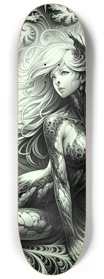 B&W Fractal Woman #14 #2 8-1/4 Skateboard Deck