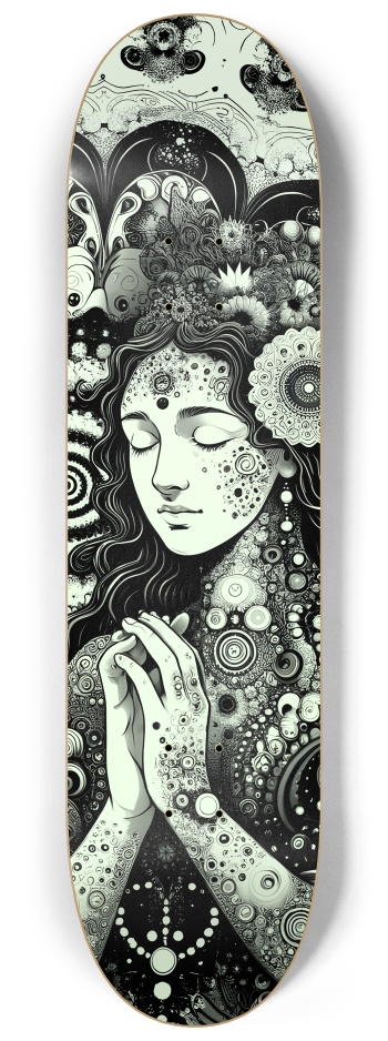 B&W Fractal Woman #24 #3 8-1/4 Skateboard Deck