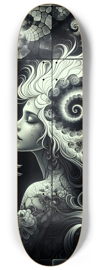 B&W Fractal Woman #25 #2 8-1/4 Skateboard Deck