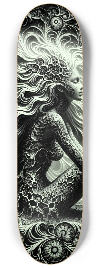 B&W Fractal Woman #26 #2 8-1/4 Skateboard Deck