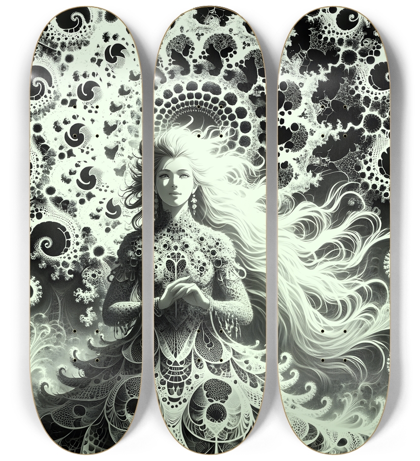 B&W Fractal Woman #40 3 Deck Wall Series