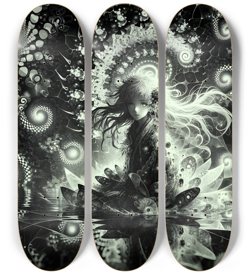 B&W Fractal Woman #42 3 Deck Wall Series