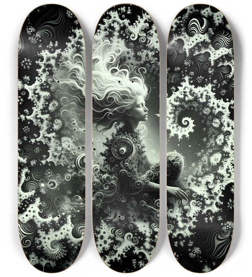 B&W Fractal Woman #27 3 Deck Wall Series
