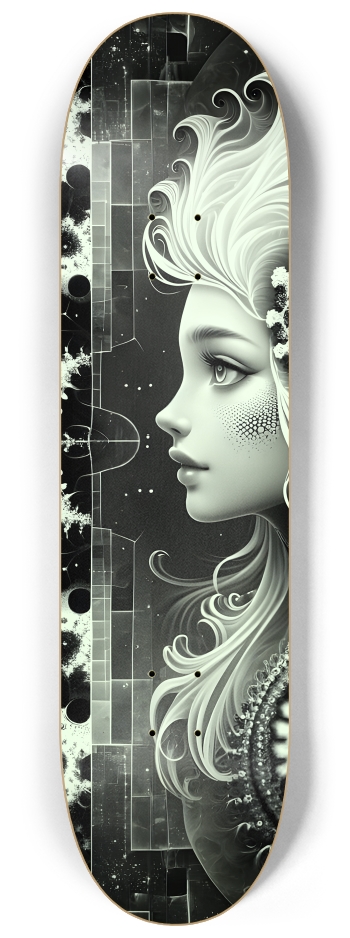B&W Fractal Woman #21 #2 8-1/4 Skateboard Deck