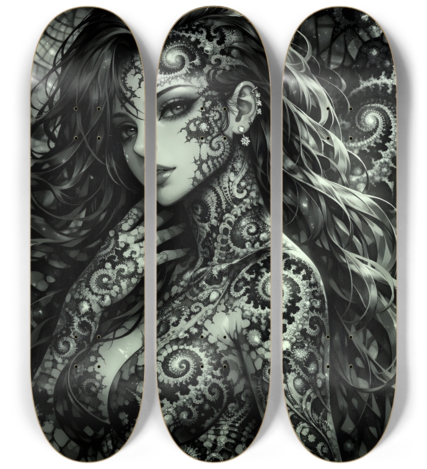 B&W Fractal Woman #46 3 Deck Wall Series