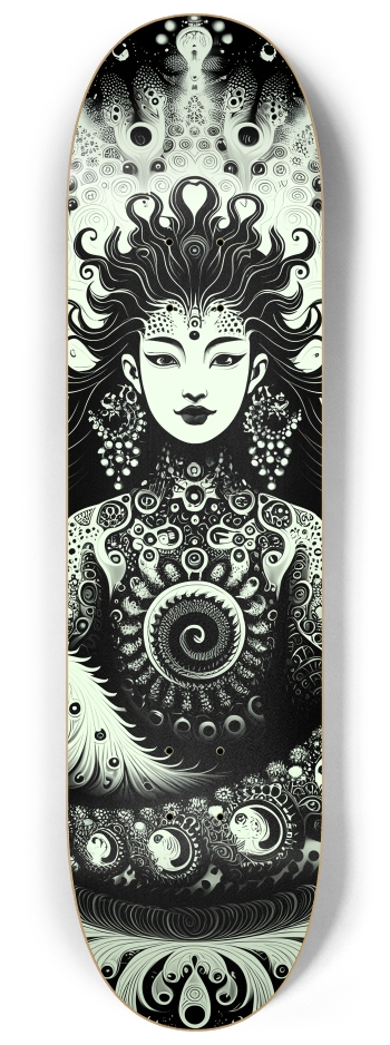 B&W Fractal Woman #18 #2 8-1/4 Skateboard Deck