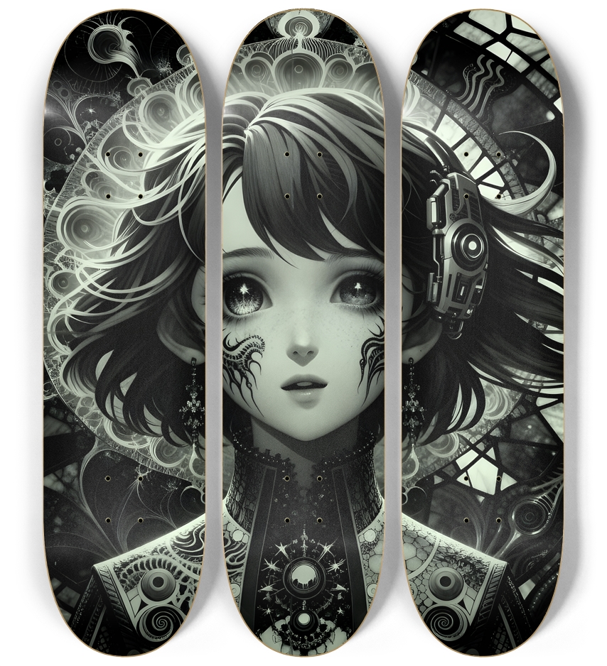 B&W Fractal Woman #43 3 Deck Wall Series