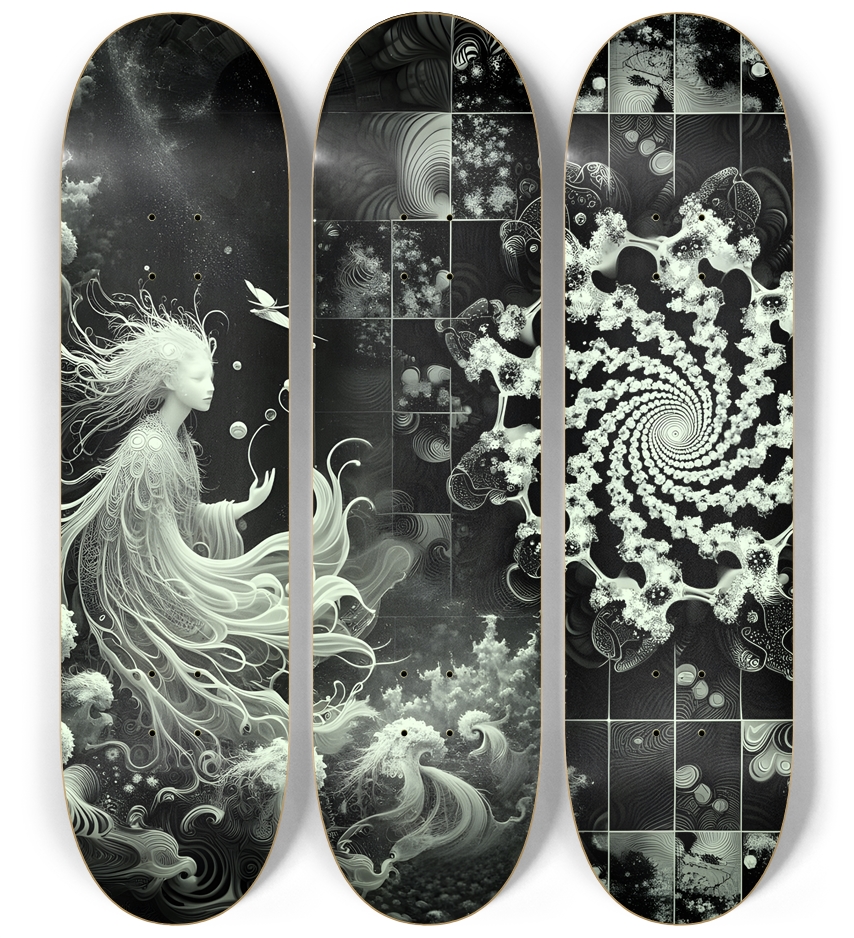 B&W Fractal Woman #10 3 Deck Wall Series