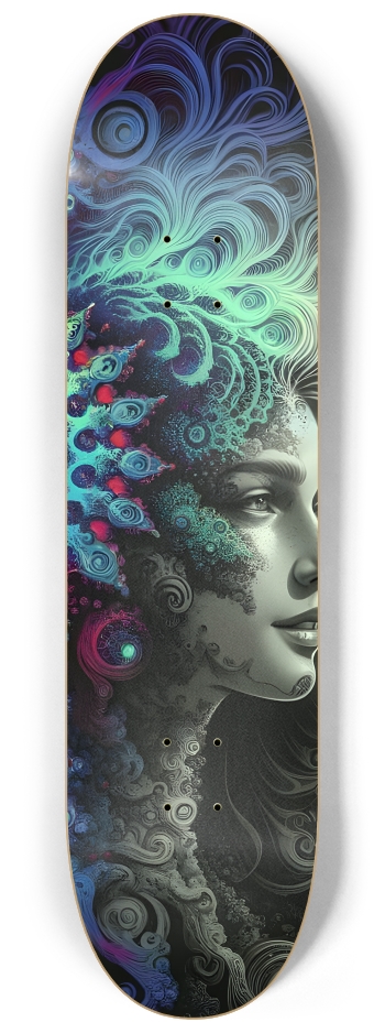 B&W Fractal Woman #35 #2 8-1/4 Skateboard Deck