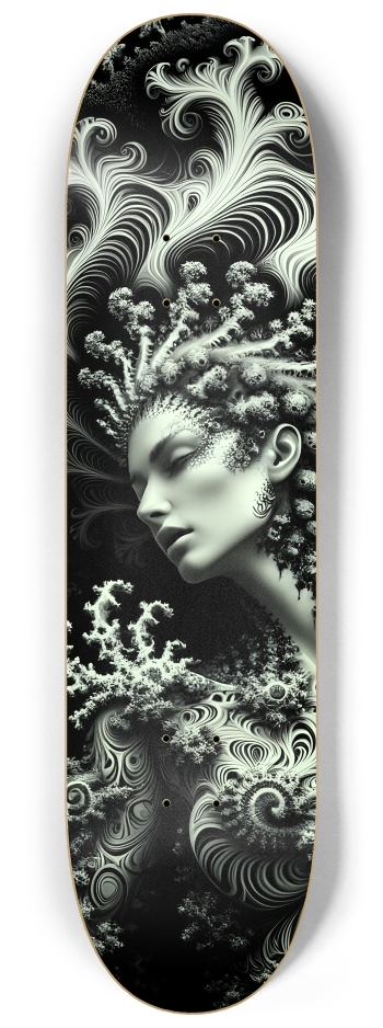 B&W Fractal Woman #64 #2 8-1/4 Skateboard Deck