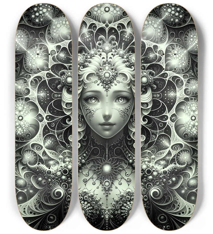 B&W Fractal Woman #67 3 Deck Wall Series