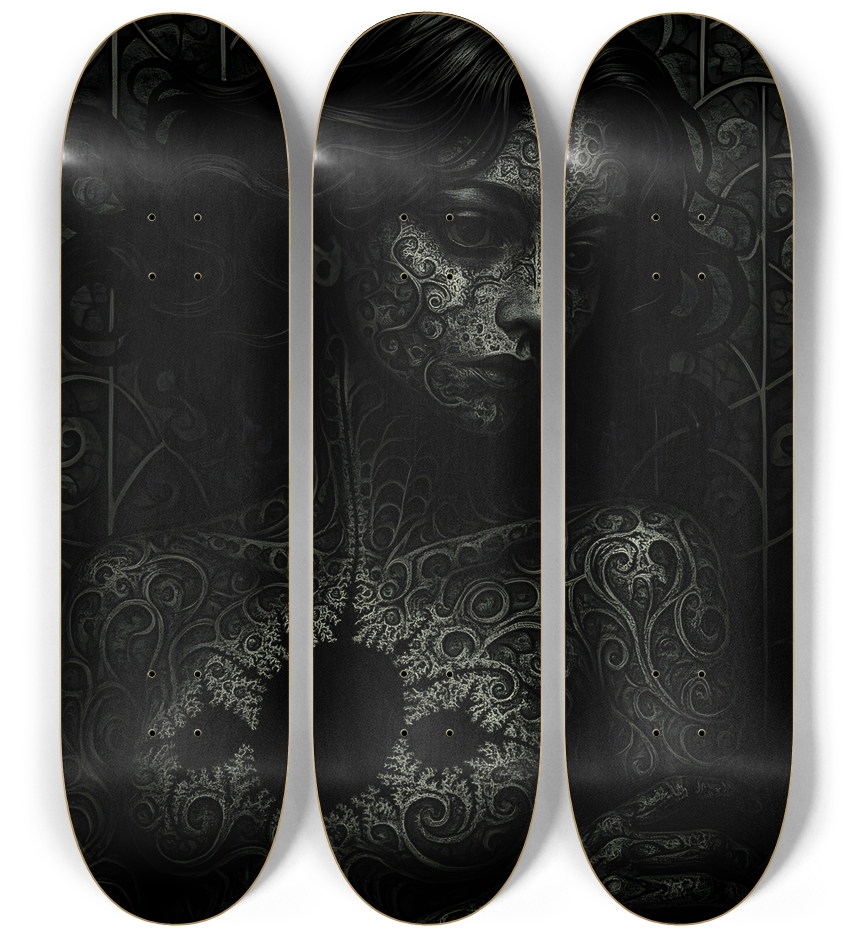 B&W Fractal Woman #50 3 Deck Wall Series