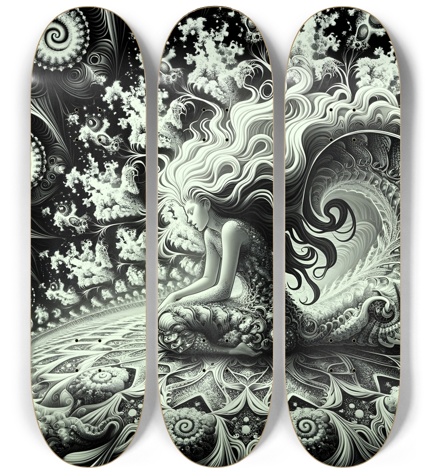 B&W Fractal Woman #70 3 Deck Wall Series