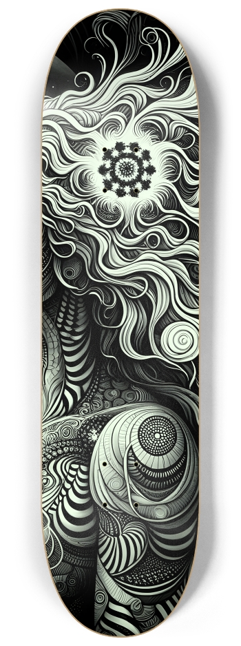 B&W Fractal Woman #99 #2 8-1/4 Skateboard Deck
