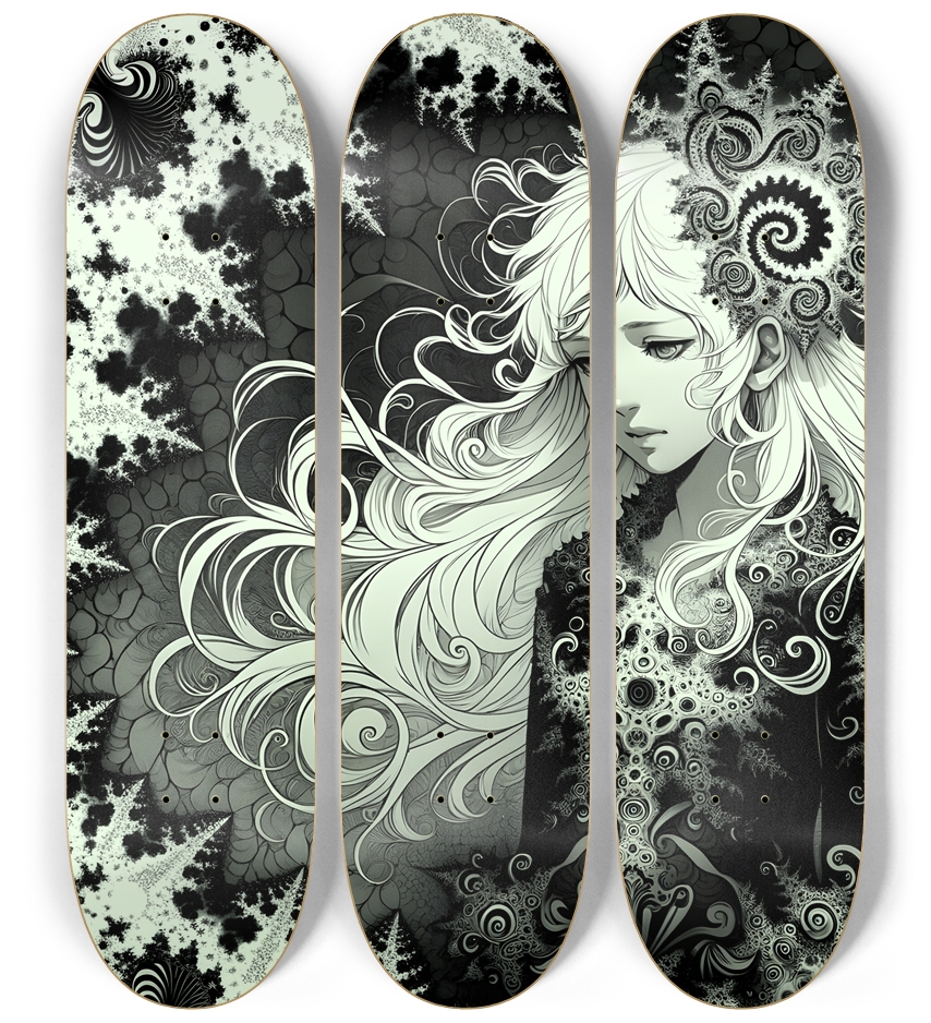 B&W Fractal Woman #74 3 Deck Wall Series