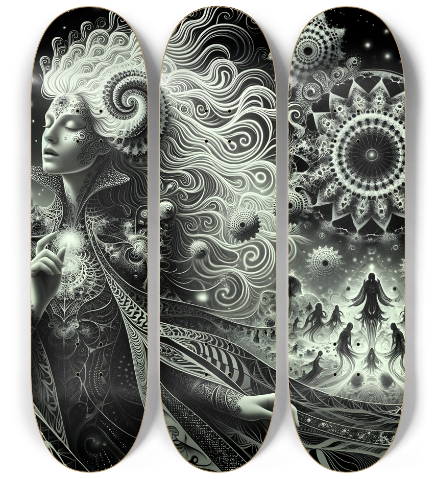 B&W Fractal Woman #78 3 Deck Wall Series