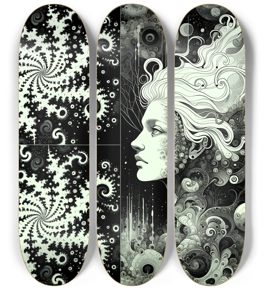 B&W Fractal Woman #114 3 Deck Wall Series