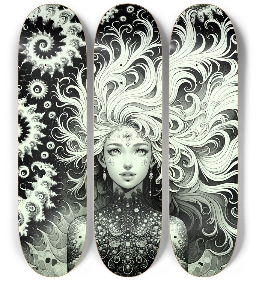 B&W Fractal Woman #71 3 Deck Wall Series