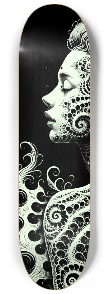 B&W Fractal Woman #93 #1 8-1/4 Skateboard Deck