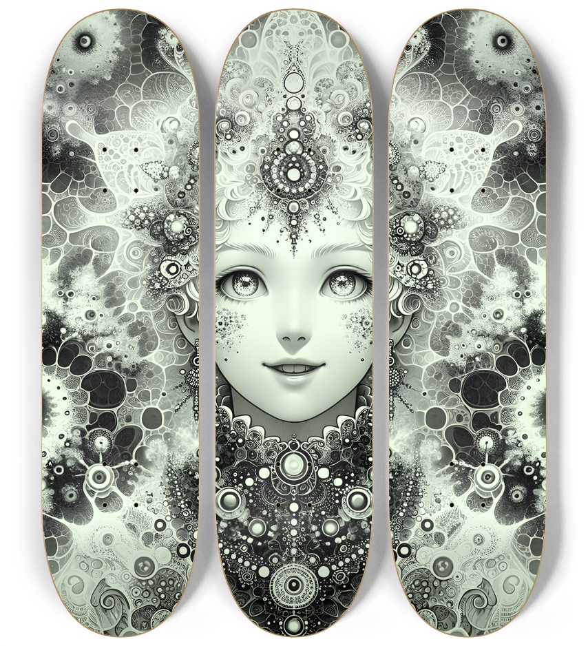 B&W Fractal Woman #90 3 Deck Wall Series