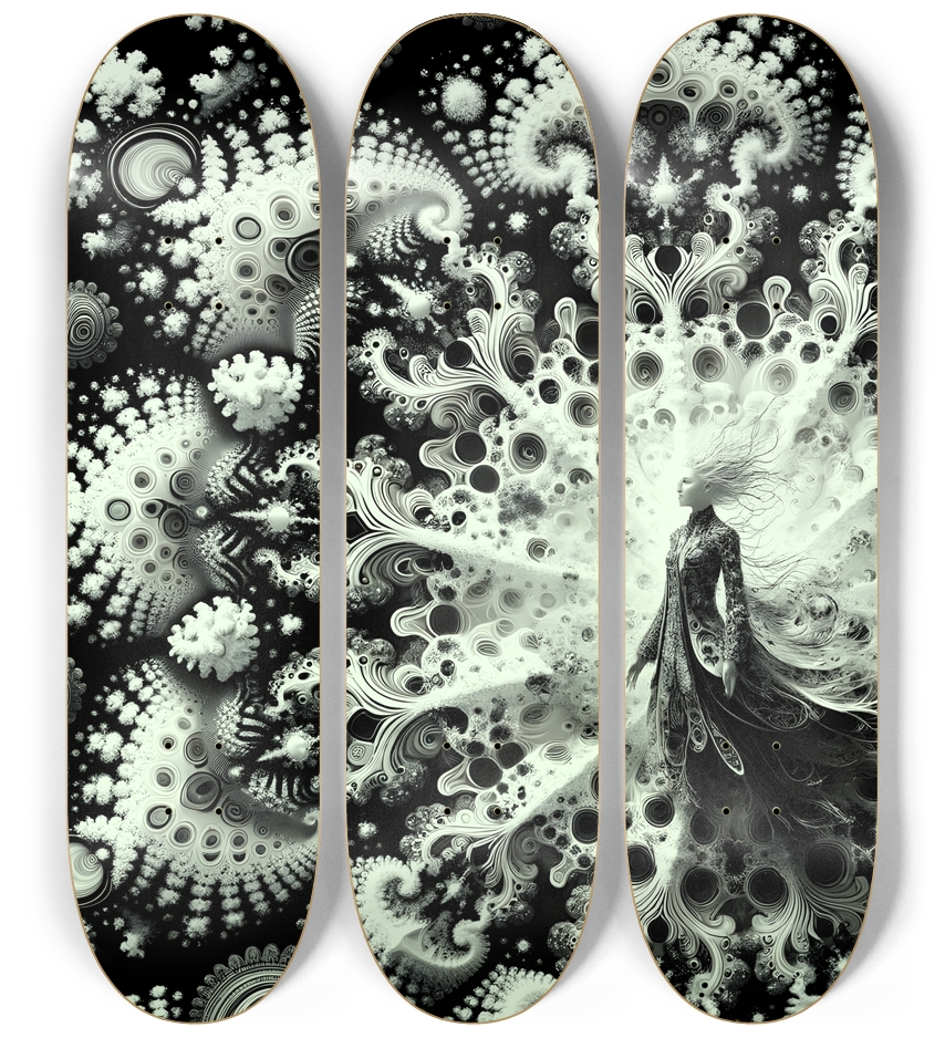 B&W Fractal Woman #75 3 Deck Wall Series