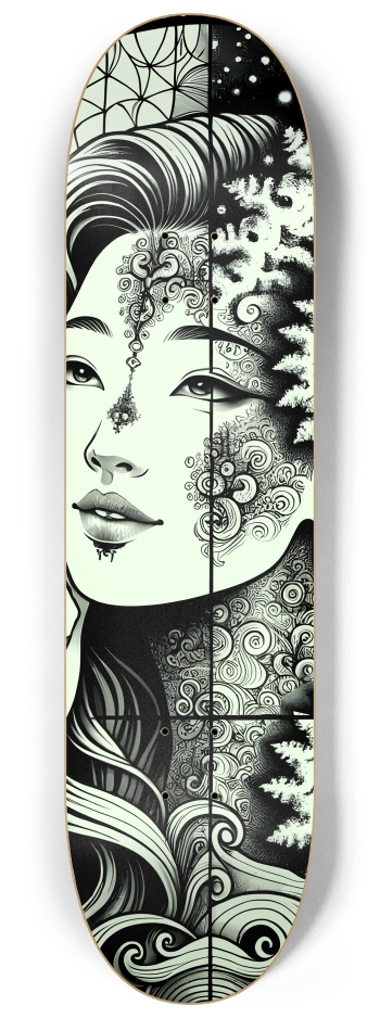 B&W Fractal Woman #106 #2 8-1/4 Skateboard Deck