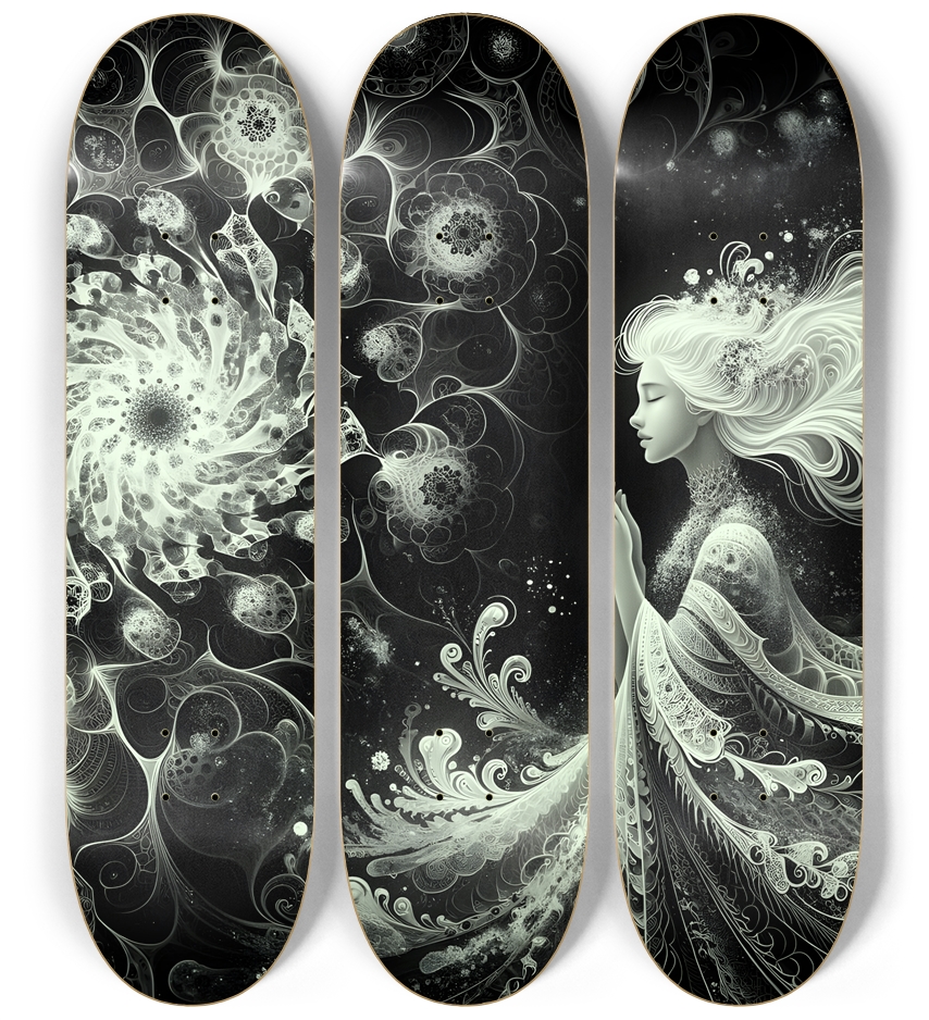 B&W Fractal Woman #86 3 Deck Wall Series