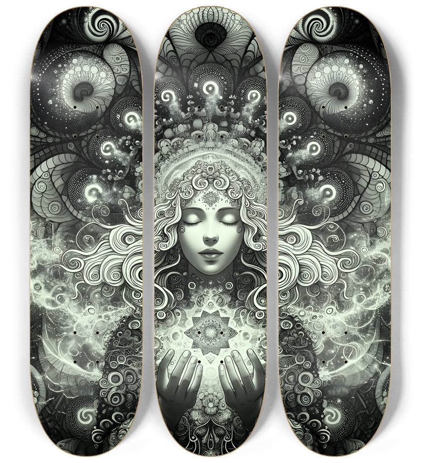 B&W Fractal Woman #84 3 Deck Wall Series